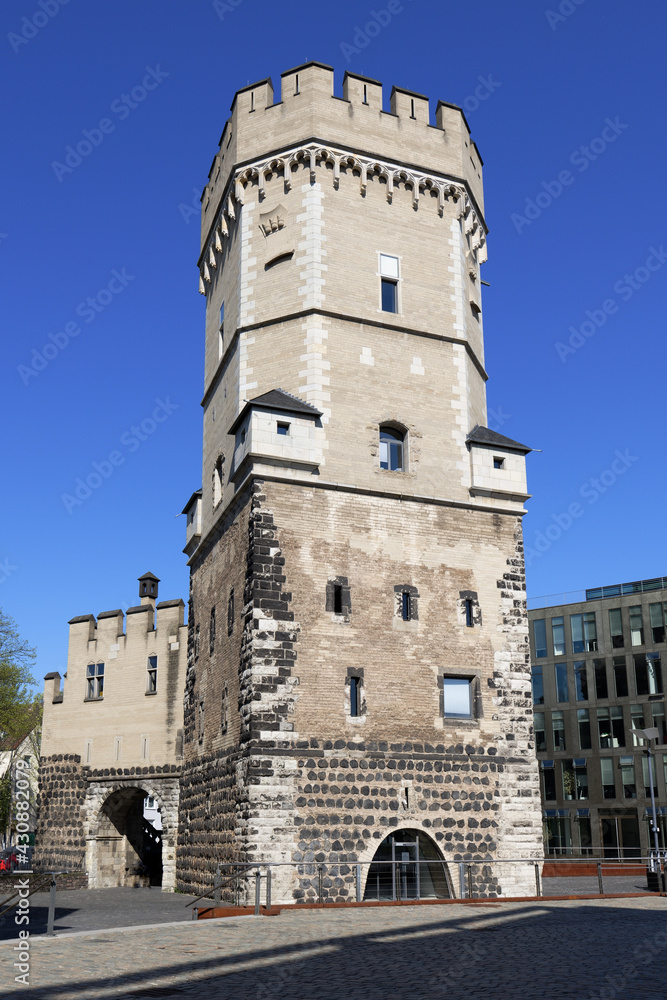 the bayenturm, medieval fortified tower of the city wall in the center of cologne