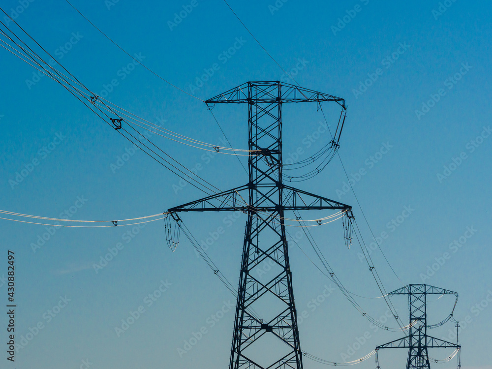 Electric pole and high voltage cable from power plant