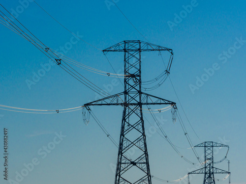 Electric pole and high voltage cable from power plant