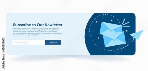 Tela Email subscribe, online newsletter template with mailbox and submit button for w