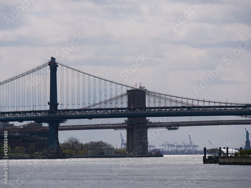 Brooklyn and Manhattan Bridge with Statue of LIberty
