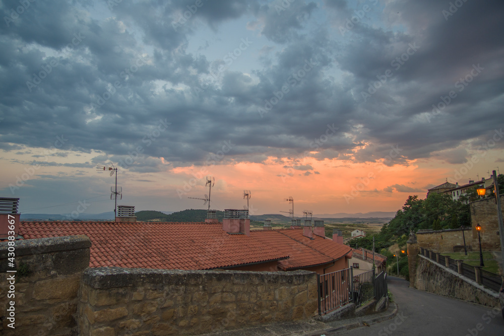 Sunset in Briones medieval village in La Rioja Spain Sunset in Briones medieval village in La Rioja Spain