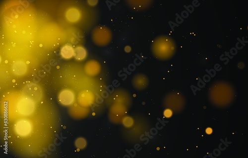 Abstract magical bokeh lights effect background, black, gold glitter for Christmas, for your banner, post © Ярослава Герасименко