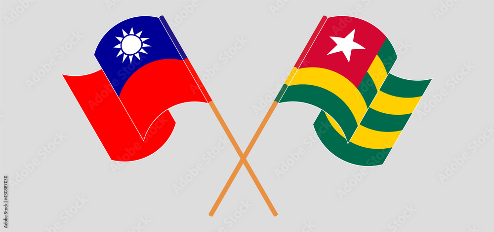 Crossed and waving flags of Taiwan and Togo Crossed and waving flags of Taiwan and Togo