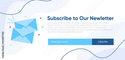 Banner for subscription, email marketing. Subscribe to news, promotions. Submit form