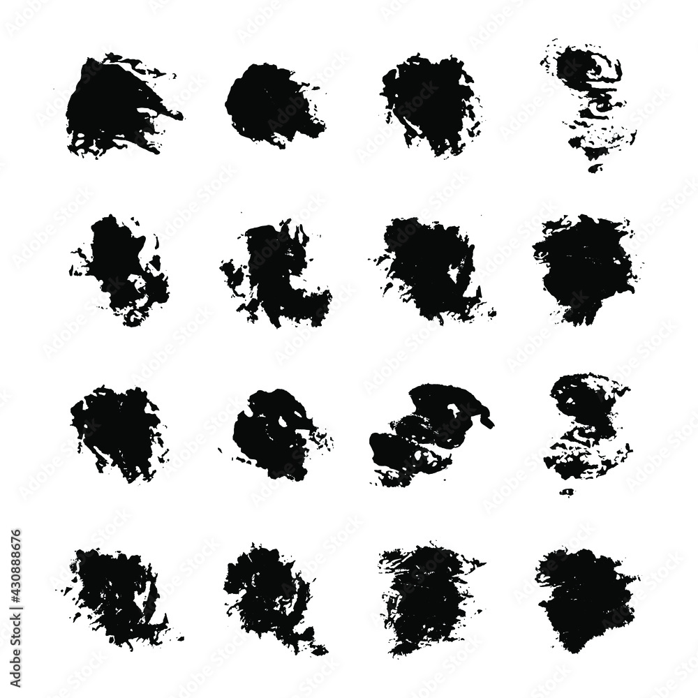 Fototapeta premium Set of vector grunge brushes strokes; paint strokes with a dry brush. Abstract ink blots