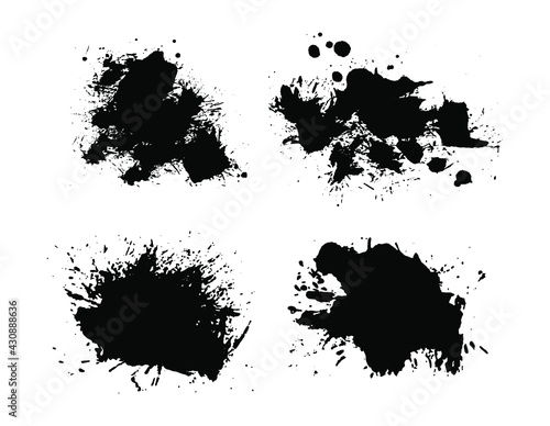 Set of vector grunge brushes strokes; paint strokes with a dry brush. Abstract ink blots