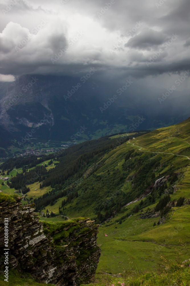 Fototapeta premium The Grindewald Valley and mountain pastures in Switzerland 
