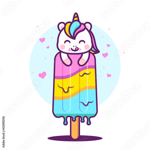 cute unicorn with big popsicle