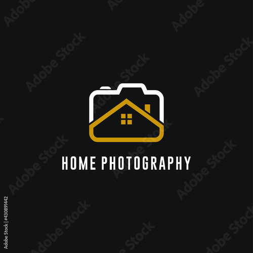 house and camera icon symbol abstract unique vector logo design