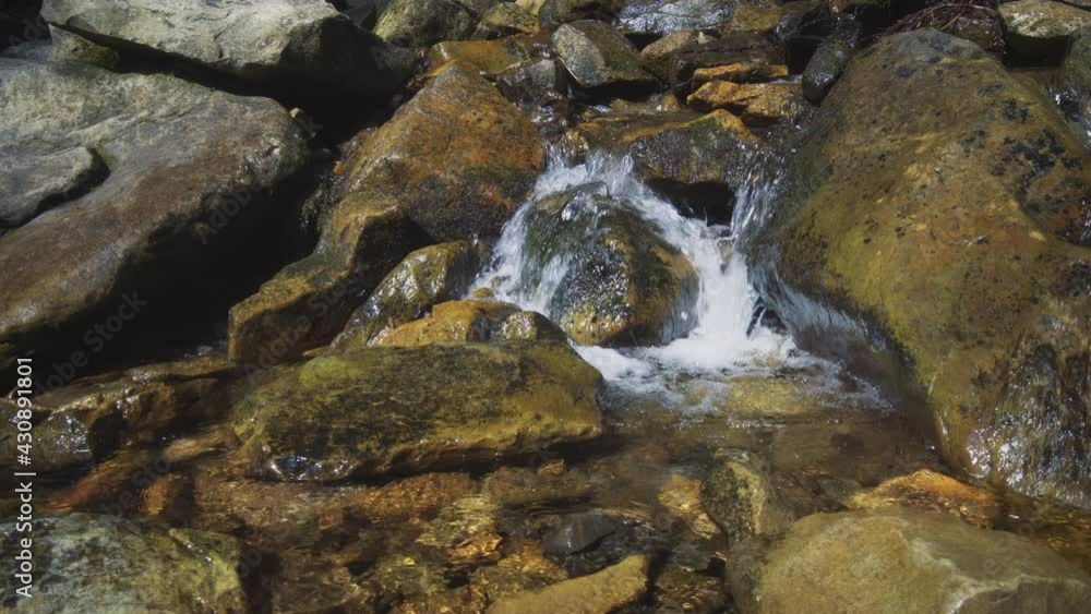 Small waterfall in the wild forest close up with natural sound Small waterfall in the wild forest close up with natural sound