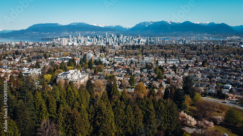 Downtown Vancouver landscape panoramic view of the view from the Queen Elizabeth Park