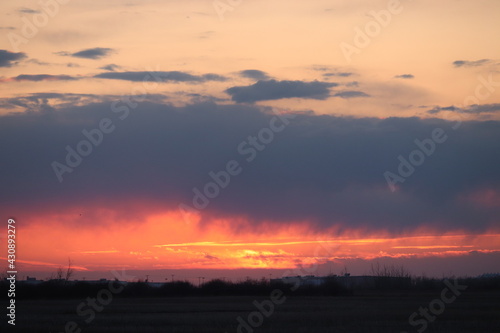 A colorful sunset just outside of Saskatoon, Saskatchewan, Canada