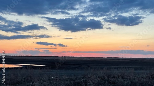 A colorful sunset just outside of Saskatoon  Saskatchewan  Canada