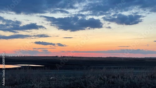 A colorful sunset just outside of Saskatoon, Saskatchewan, Canada