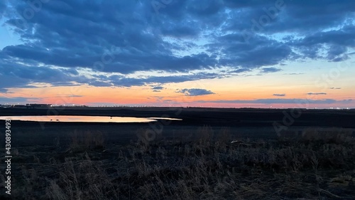 A colorful sunset just outside of Saskatoon, Saskatchewan, Canada