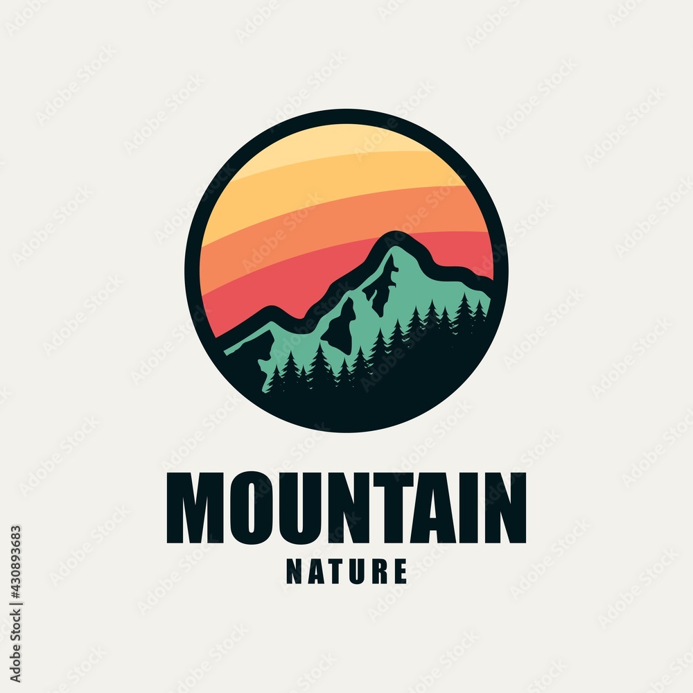 mountain nature emblem logo design vector mountain nature emblem logo design vector