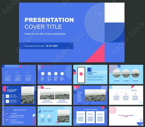 Vector slides for presentation. You can be edited by Adobe Illustrator. Powerpoint presentation can also be done for this. Easy to edit and you can replace your own photos and color as well as text.