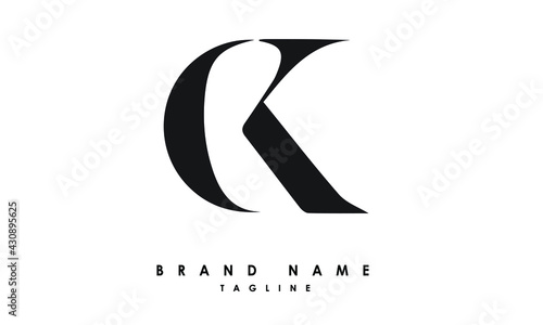 Alphabet letters Initials Monogram logo CK, KC, C and K