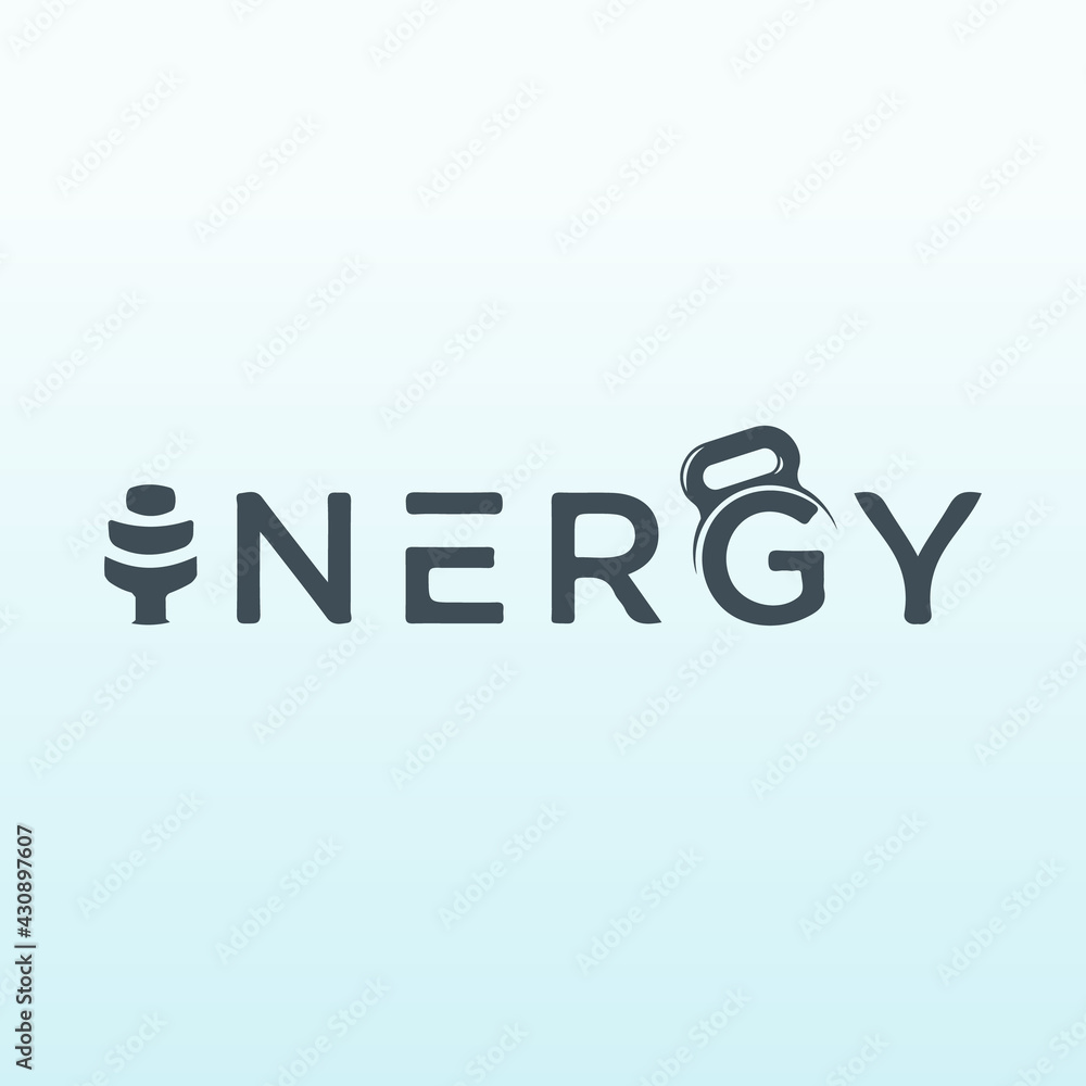 Energy logo design with fitness gym icon Energy logo design with fitness gym icon