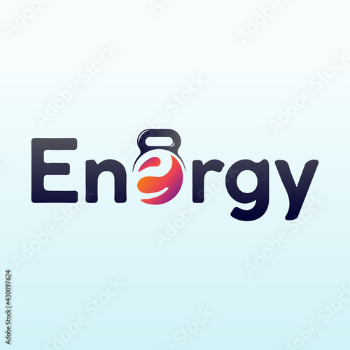 Energy logo design with fitness gym icon