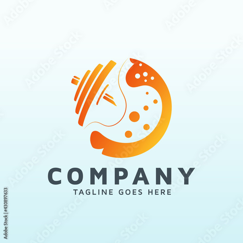 gastroenterologist logo design with fitness gym icon