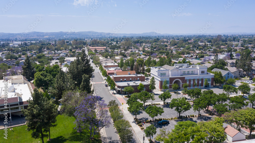 Daytime aerial view of Chino, California, USA.