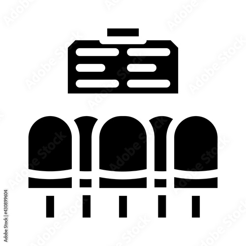 waiting hall railway station glyph icon vector. waiting hall railway station sign. isolated contour symbol black illustration