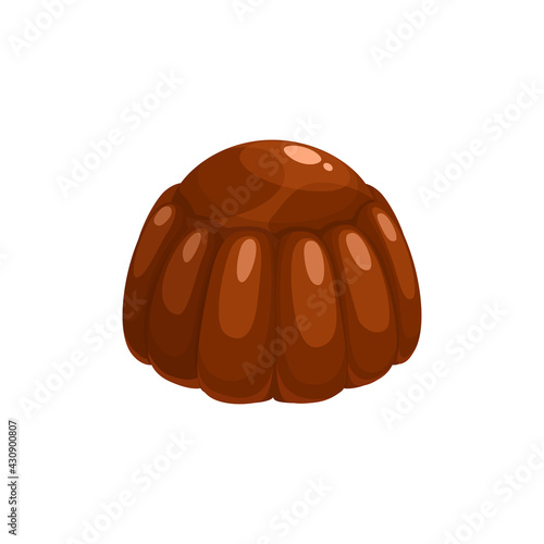 Chocolate candy, sweet dessert praline comfit, vector isolated icon. Chocolate box confection variety, sweet food and confectionery dessert