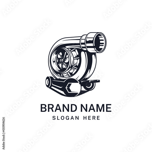logo illustration of turbo and mechanical keys that resemble a car. automotive logo concept.
