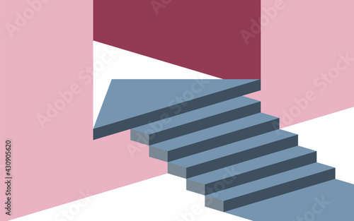 Pastel 3D arrow stair forward to growth success, process way and forward achievement creative concept.	