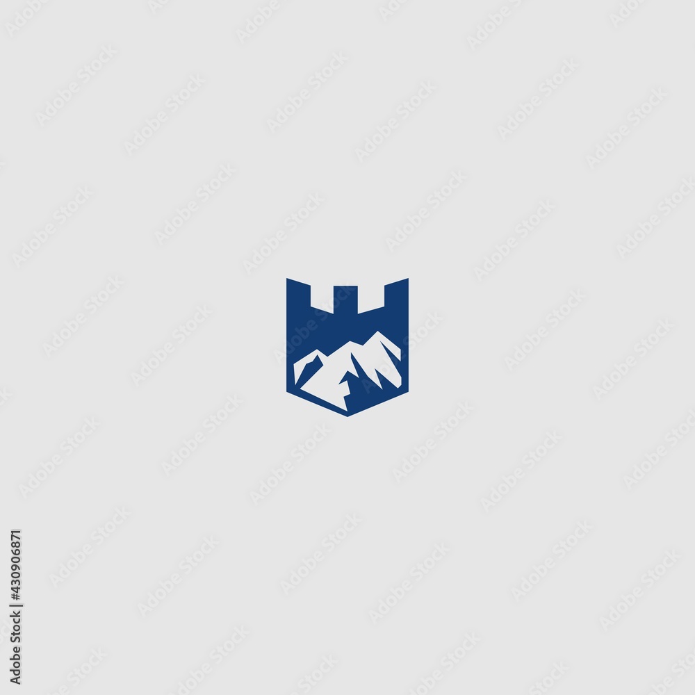 Obraz premium Vector mountain Shields castle Icon logo