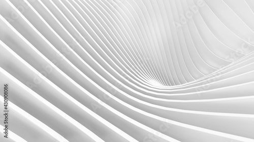 Abstract Curved Shapes. White Circular Background.