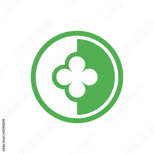 Green clover leaf logo icon design template elements, shamrock symbol vector
