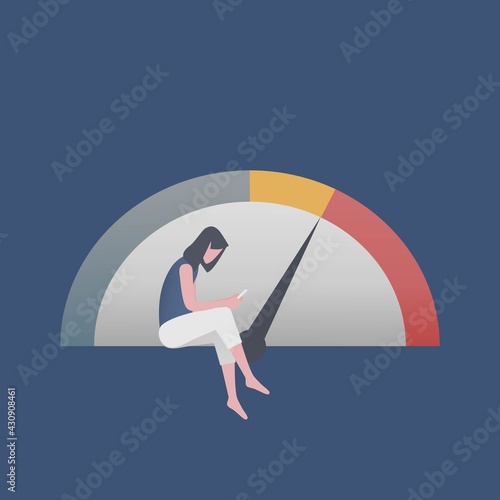 Mental Health Check,mind problem Stress psychotherapy,signs of mental illness to watch,woman feeling long-lasting sadness or irritability,Extremely high and low moods,worry or anxiety, illustration.