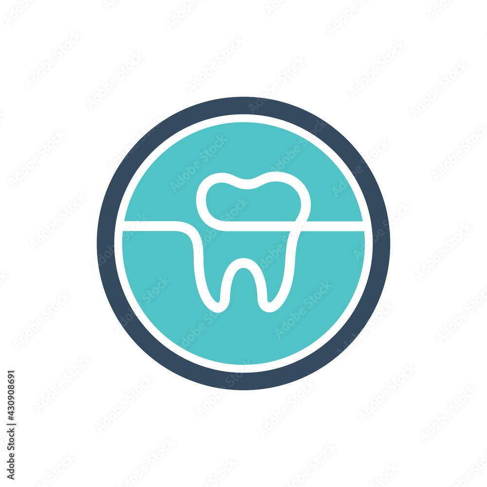 Tooth logo template, dental clinic icon, dentist symbol, circle shape icon vector Tooth logo template, dental clinic icon, dentist symbol, circle shape icon vector