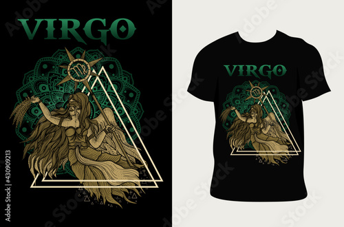 illustration Virgo zodiac symbol with t shirt design