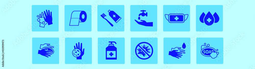 set of soap cartoon icon design template with various models. vector illustration isolated on blue background set of soap cartoon icon design template with various models. vector illustration isolated on blue background