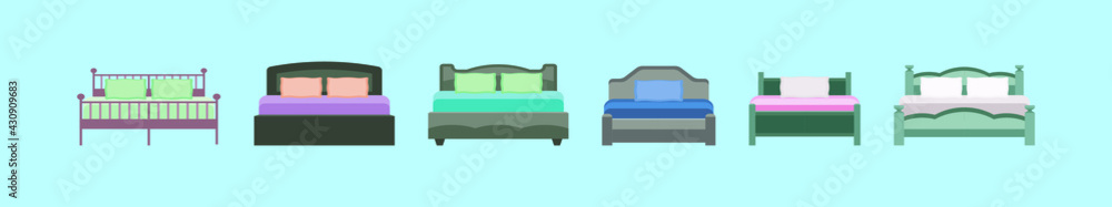 set of bedding cartoon icon design template with various models. vector illustration isolated on blue background