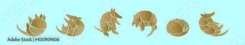 set of armadillo cartoon icon design template with various models. vector illustration isolated on blue background