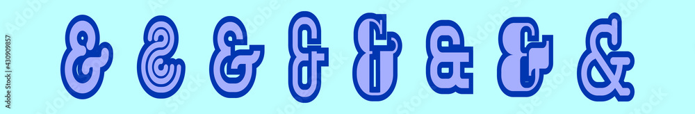 set of ampersand cartoon icon design template with various models. vector illustration isolated on blue background set of ampersand cartoon icon design template with various models. vector illustration isolated on blue background