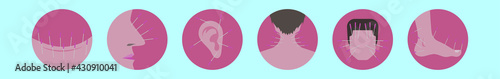 set of medicine acupuncture cartoon icon design template with various models. vector illustration isolated on blue background