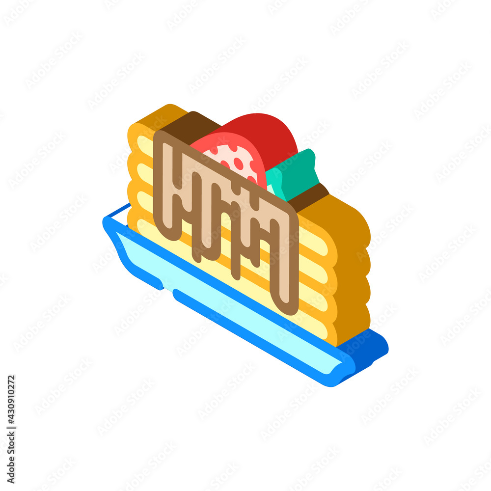 Fototapeta premium cake with chocolate and strawberry isometric icon vector. cake with chocolate and strawberry sign. isolated symbol illustration