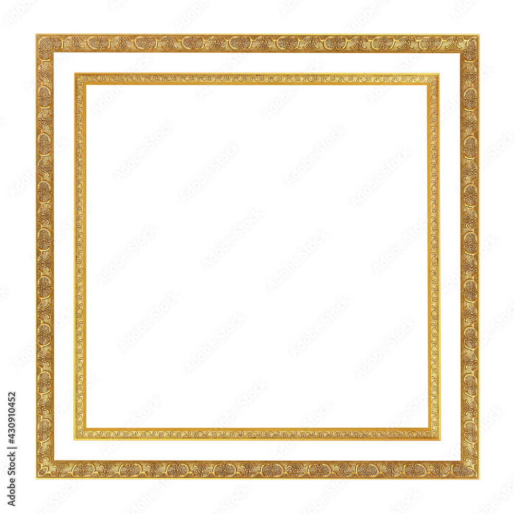 The antique gold frame on the white background with clipping path The antique gold frame on the white background with clipping path