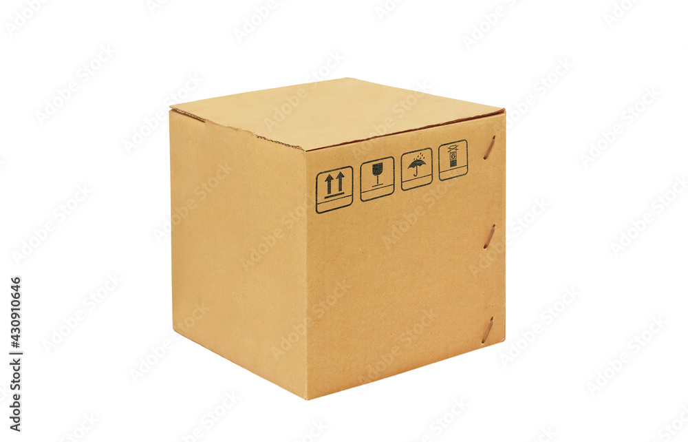 cardboard box and symbol tyle isolated on whit with clipping path included. cardboard box and symbol tyle isolated on whit with clipping path included.