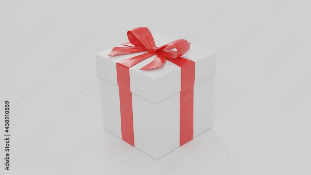 Simple background image of a white gift box with a red ribbon. Simple background image of a white gift box with a red ribbon.