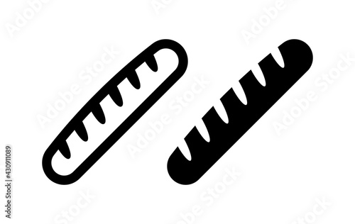 Baguette roll bread vector icon