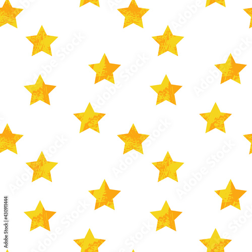 Vector seamless pattern with texture yellow stars. Cute gold background. Perfect for kids fabric  textile  wrapping paper  stationery