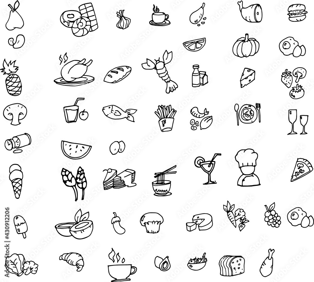 food icon set, vector,Set of flat icons about food and drink,food and drinks