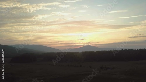 Aerial view of Blue stack mountains in County Donegal, Ireland. During a sunset. photo